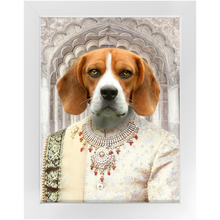 Load image into Gallery viewer, Raj Mahal - Royal Indian Prince Inspired Custom Pet Portrait Framed Satin Paper Print
