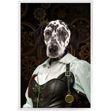 Load image into Gallery viewer, The Timekeeper - Steampunk, Victorian Era Inspired Custom Pet Portrait Framed Satin Paper Print