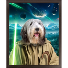 Load image into Gallery viewer, YO, DOG! IN SPACE - Yoda & Star Wars Inspired Custom Pet Portrait Framed Satin Paper Print