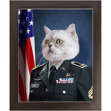 Load image into Gallery viewer, COMMANDEAR - Military Air Force Officer Inspired Custom Pet Portrait Framed Satin Paper Print