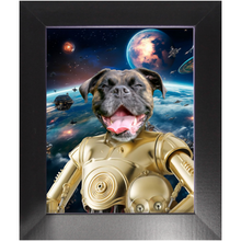Load image into Gallery viewer, C.3.P.NO IN SPACE - C.3.P.O. & Star Wars Inspired Custom Pet Portrait Framed Satin Paper Print