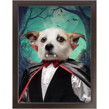 Load image into Gallery viewer, Count Meowt - Count Dracula Inspired Custom Pet Portrait Framed Satin Paper Print