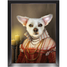 Load image into Gallery viewer, LADY LAVISH - Renaissance Inspired Custom Pet Portrait Framed Satin Paper Print