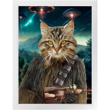 Load image into Gallery viewer, WOOFIE IN SPACE - Chewbacca & Star Wars Inspired Custom Pet Portrait Framed Satin Paper Print