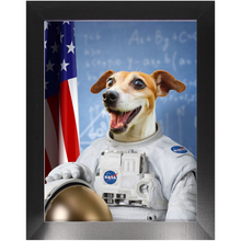 Load image into Gallery viewer, Astrofun - NASA Astronaut Inspired Custom Pet Portrait Framed Satin Paper Print