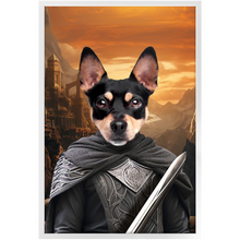 Load image into Gallery viewer, PURR-PARED FOR BATTLE - Lord of the Rings Inspired Custom Pet Portrait Framed Satin Paper Print