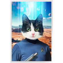 Load image into Gallery viewer, MISTER SPOOK - BEAMING DOWN - Star Trek Inspired Custom Pet Portrait Framed Satin Paper Print
