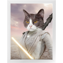 Load image into Gallery viewer, Light Rey - Rey Skywalker & Star Wars Inspired Custom Pet Portrait Framed Satin Paper Print