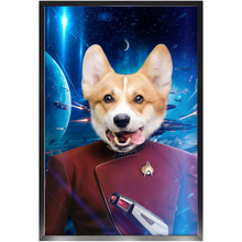 Load image into Gallery viewer, CAPTAIN DIGYARD IN SPACE - Star Trek Inspired Custom Pet Portrait Framed Satin Paper Print