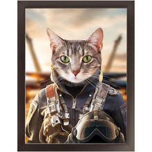 Load image into Gallery viewer, TOP FUN - Air Force Fighter Pilot Inspired Custom Pet Portrait Framed Satin Paper Print