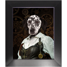 Load image into Gallery viewer, The Timekeeper - Steampunk, Victorian Era Inspired Custom Pet Portrait Framed Satin Paper Print