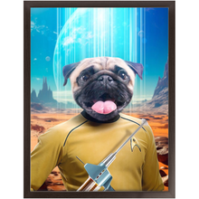 Load image into Gallery viewer, CAPTAIN QUIRK - BEAMING DOWN - Star Trek Inspired Custom Pet Portrait Framed Satin Paper Print