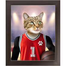 Load image into Gallery viewer, Hoopla- Basketball Player & Sports Inspired Custom Pet Portrait Framed Satin Paper Print