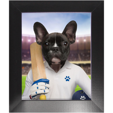 Load image into Gallery viewer, Howzat- Cricket Player & Sports Inspired Custom Pet Portrait Framed Satin Paper Print