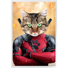 Load image into Gallery viewer, Dead Cool - Dead Pool Superhero Inspired Custom Pet Portrait Framed Satin Paper Print