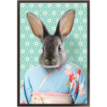Load image into Gallery viewer, Aozora - Japanese Geisha & Kimono Inspired Custom Pet Portrait Framed Satin Paper Print