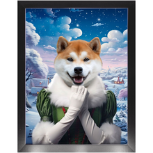 Load image into Gallery viewer, SNOWBALL - Christmas elf Inspired Custom Pet Portrait Framed Satin Paper Print