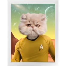 Load image into Gallery viewer, CAPTAIN QUIRK - Star Trek Inspired Custom Pet Portrait Framed Satin Paper Print