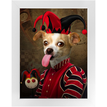 Load image into Gallery viewer, Jest Kidding - Jester, Clowns & Renaissance Inspired Custom Pet Portrait Framed Satin Paper Print
