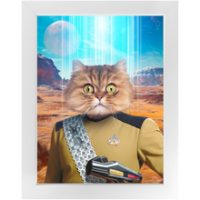 Load image into Gallery viewer, LIEUTENANT WOOF - BEAMING DOWN - Star Trek Inspired Custom Pet Portrait Framed Satin Paper Print