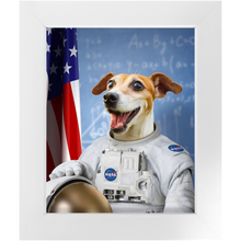 Load image into Gallery viewer, Astrofun - NASA Astronaut Inspired Custom Pet Portrait Framed Satin Paper Print