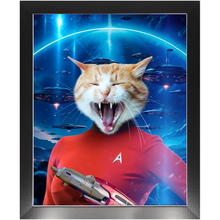 Load image into Gallery viewer, OH HOORAY IN SPACE - Star Trek Inspired Custom Pet Portrait Framed Satin Paper Print
