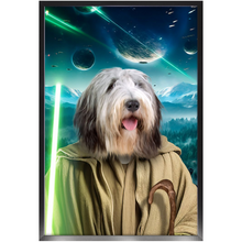 Load image into Gallery viewer, YO, DOG! IN SPACE - Yoda & Star Wars Inspired Custom Pet Portrait Framed Satin Paper Print