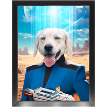 Load image into Gallery viewer, BONE CRUSHER - BEAMING DOWN - Star Trek Inspired Custom Pet Portrait Framed Satin Paper Print