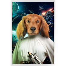 Load image into Gallery viewer, PRINCESS LAYABOUT IN SPACE - Princess Leia & Star Wars Inspired Custom Pet Portrait Framed Satin Paper Print
