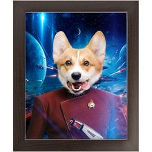 Load image into Gallery viewer, CAPTAIN DIGYARD IN SPACE - Star Trek Inspired Custom Pet Portrait Framed Satin Paper Print