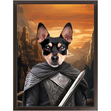 Load image into Gallery viewer, PURR-PARED FOR BATTLE - Lord of the Rings Inspired Custom Pet Portrait Framed Satin Paper Print
