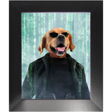 Load image into Gallery viewer, Neo Barksist - The Matrix Inspired Custom Pet Portrait Framed Satin Paper Print