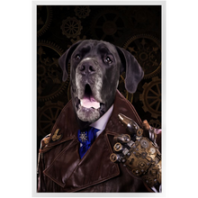 Load image into Gallery viewer, A Fist Of It - Steampunk, Victorian Era Inspired Custom Pet Portrait Framed Satin Paper Print