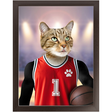 Load image into Gallery viewer, Hoopla- Basketball Player & Sports Inspired Custom Pet Portrait Framed Satin Paper Print