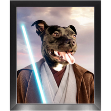 Load image into Gallery viewer, Obi Have - Jedi Obi Wan Kenobi & Star Wars Inspired Custom Pet Portrait Framed Satin Paper Print
