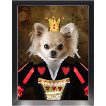 Load image into Gallery viewer, Teeny Queenie - The Queen of Hearts & Alice in Wonderland Inspired Custom Pet Portrait Framed Satin Paper Print