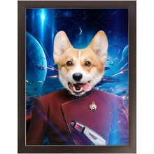 Load image into Gallery viewer, CAPTAIN DIGYARD IN SPACE - Star Trek Inspired Custom Pet Portrait Framed Satin Paper Print
