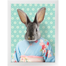 Load image into Gallery viewer, Aozora - Japanese Geisha & Kimono Inspired Custom Pet Portrait Framed Satin Paper Print
