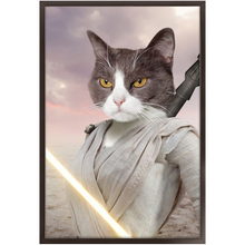 Load image into Gallery viewer, Light Rey - Rey Skywalker & Star Wars Inspired Custom Pet Portrait Framed Satin Paper Print