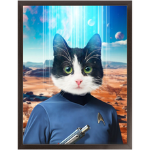 Load image into Gallery viewer, MISTER SPOOK - BEAMING DOWN - Star Trek Inspired Custom Pet Portrait Framed Satin Paper Print