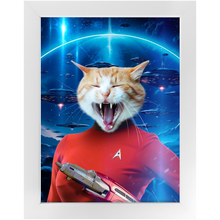 Load image into Gallery viewer, OH HOORAY IN SPACE - Star Trek Inspired Custom Pet Portrait Framed Satin Paper Print