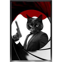 Load image into Gallery viewer, Licence To Chill - James Bond 007 Inspired Custom Pet Portrait Framed Satin Paper Print