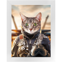 Load image into Gallery viewer, TOP FUN - Air Force Fighter Pilot Inspired Custom Pet Portrait Framed Satin Paper Print