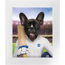 Load image into Gallery viewer, Howzat- Cricket Player & Sports Inspired Custom Pet Portrait Framed Satin Paper Print