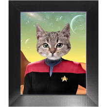 Load image into Gallery viewer, CAPTAIN RUNAWAY - Star Trek Inspired Custom Pet Portrait Framed Satin Paper Print