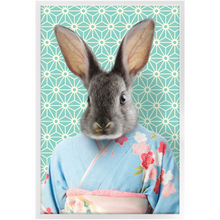 Load image into Gallery viewer, Aozora - Japanese Geisha & Kimono Inspired Custom Pet Portrait Framed Satin Paper Print