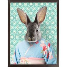 Load image into Gallery viewer, Aozora - Japanese Geisha & Kimono Inspired Custom Pet Portrait Framed Satin Paper Print