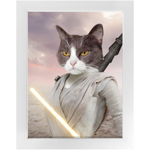 Load image into Gallery viewer, Light Rey - Rey Skywalker & Star Wars Inspired Custom Pet Portrait Framed Satin Paper Print