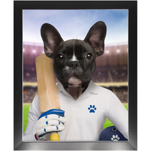 Load image into Gallery viewer, Howzat- Cricket Player & Sports Inspired Custom Pet Portrait Framed Satin Paper Print
