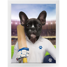 Load image into Gallery viewer, Howzat- Cricket Player & Sports Inspired Custom Pet Portrait Framed Satin Paper Print